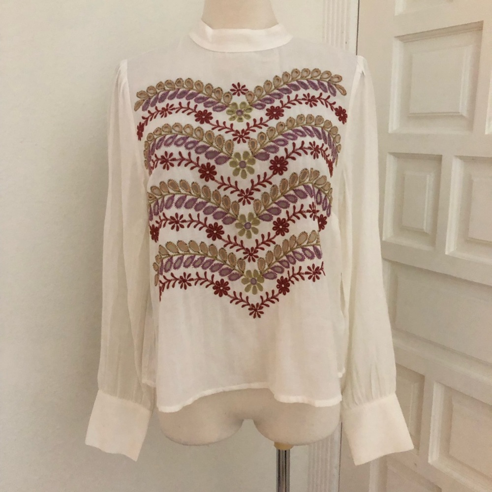 NWT Anthropologie Meadow Rue Daphne Embroidered Blouse - Picture 5 of 12
